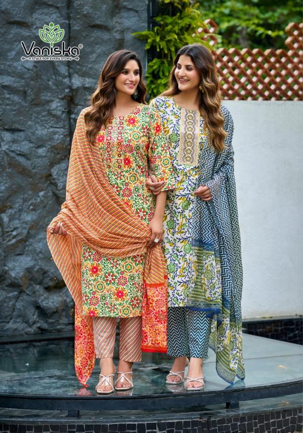 Vaniska Trendy Cotton Vol 1 Embroidery Work With Printed Readymade Collection